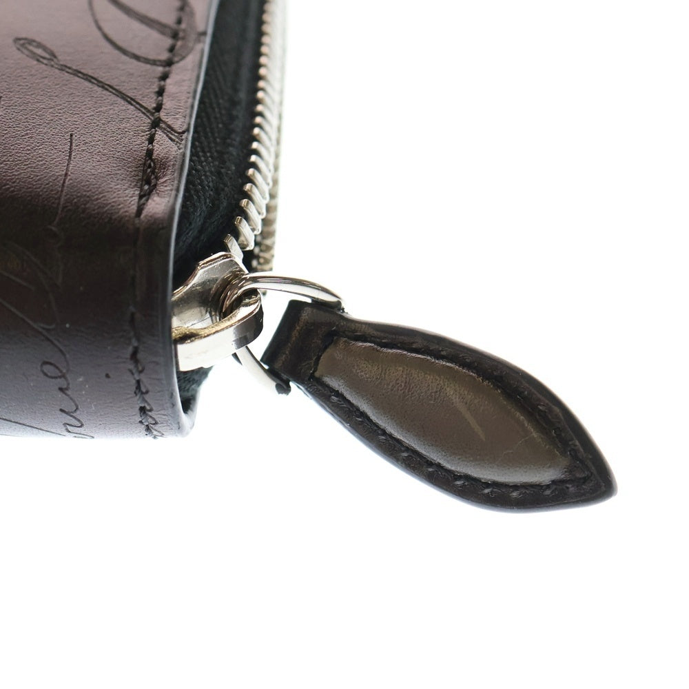 Berluti(ベルルッティ) イタウバ スクリット ラウンドジップロングウォレット 長財布 ブラック レザー シルバー金具