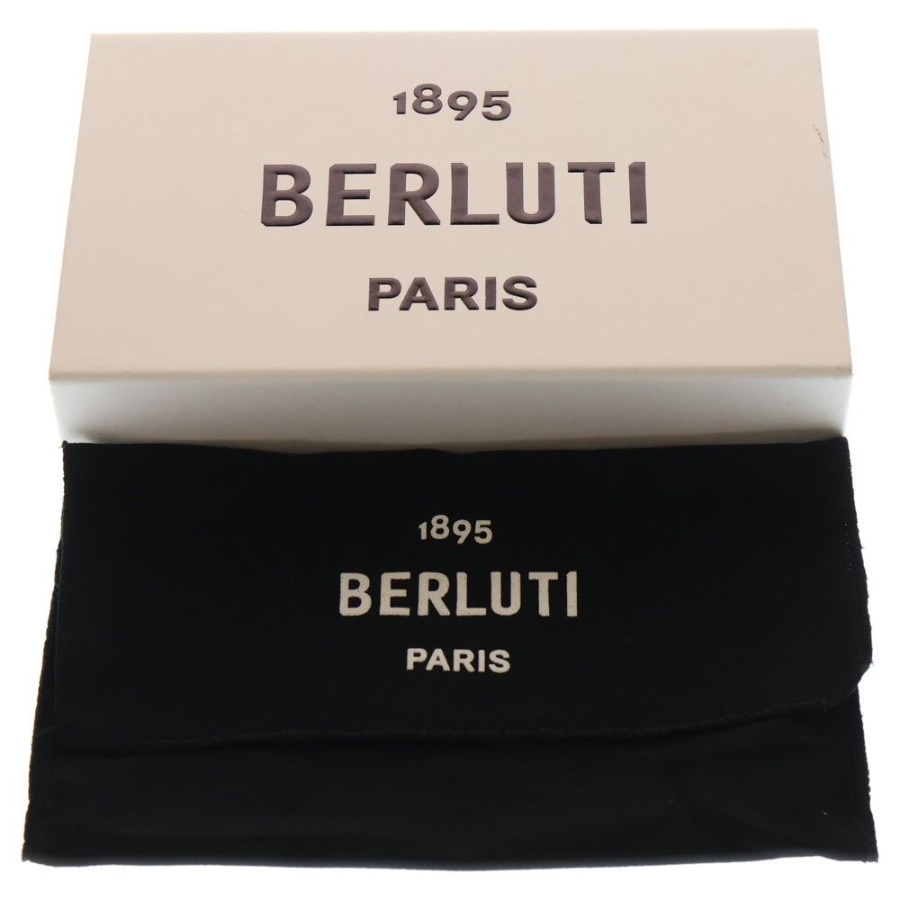 Berluti(ベルルッティ) イタウバ スクリット ラウンドジップロングウォレット 長財布 ブラック レザー シルバー金具