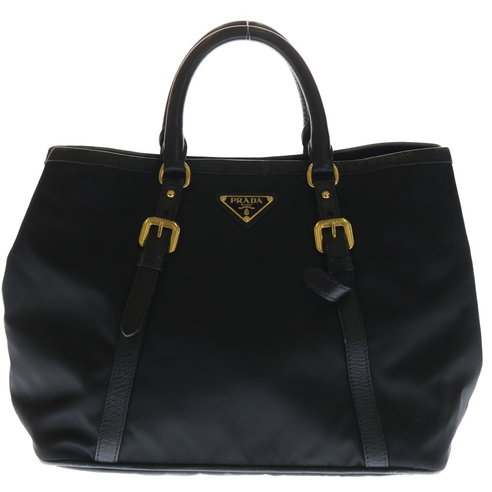 PRADA(プラダ) ハンドバッグ トートバッグ ブラック レザー×ナイロン BN1841 ゴールド金具 レディース