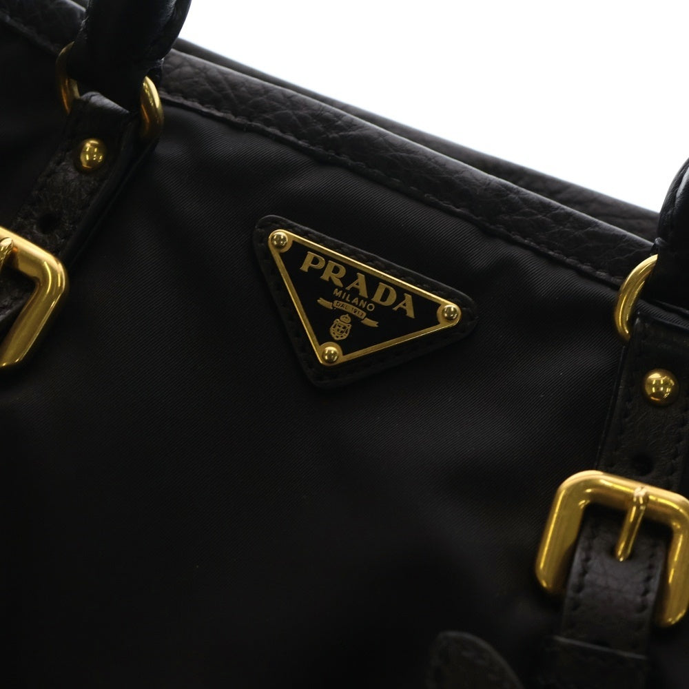 PRADA(プラダ) ハンドバッグ トートバッグ ブラック レザー×ナイロン BN1841 ゴールド金具 レディース
