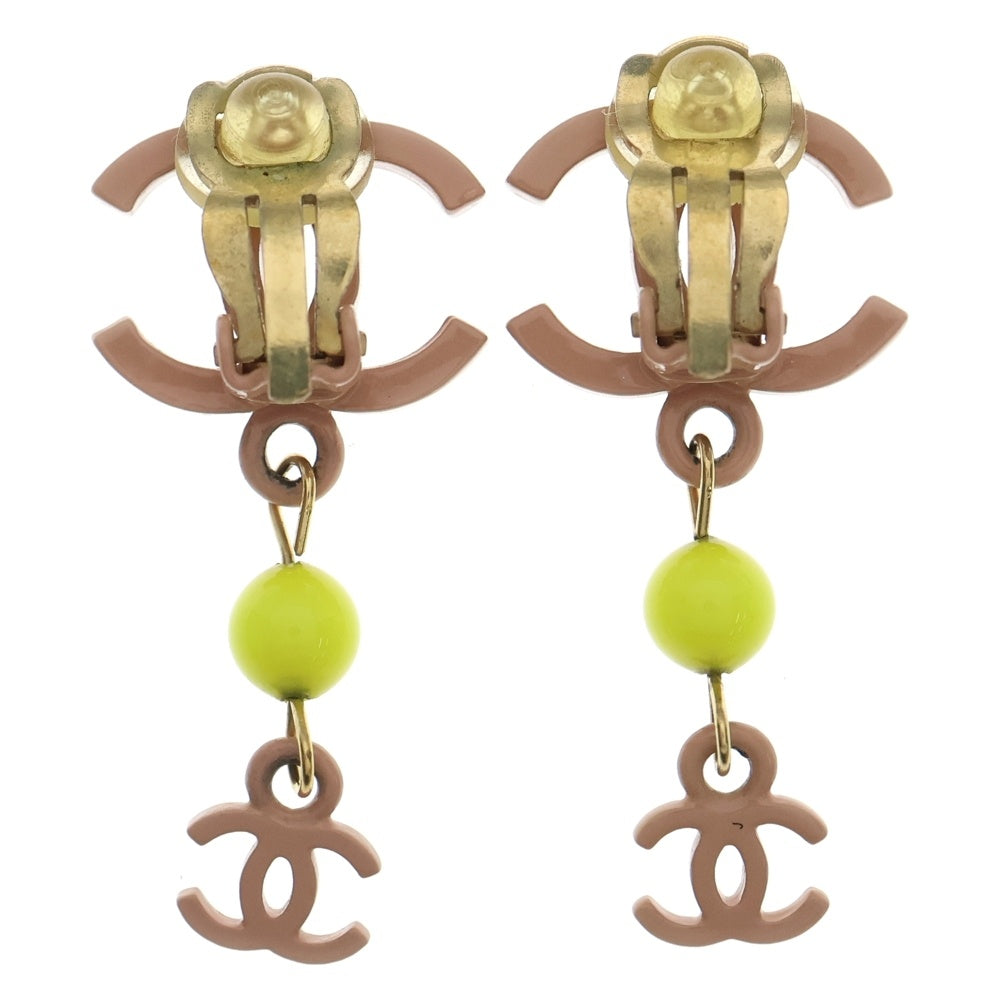 CHANEL(シャネル) ココマーク ストーンチャーム付イヤリング ピンク/イエロー 03S