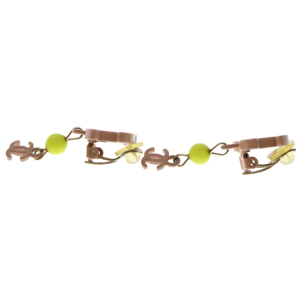 CHANEL(シャネル) ココマーク ストーンチャーム付イヤリング ピンク/イエロー 03S