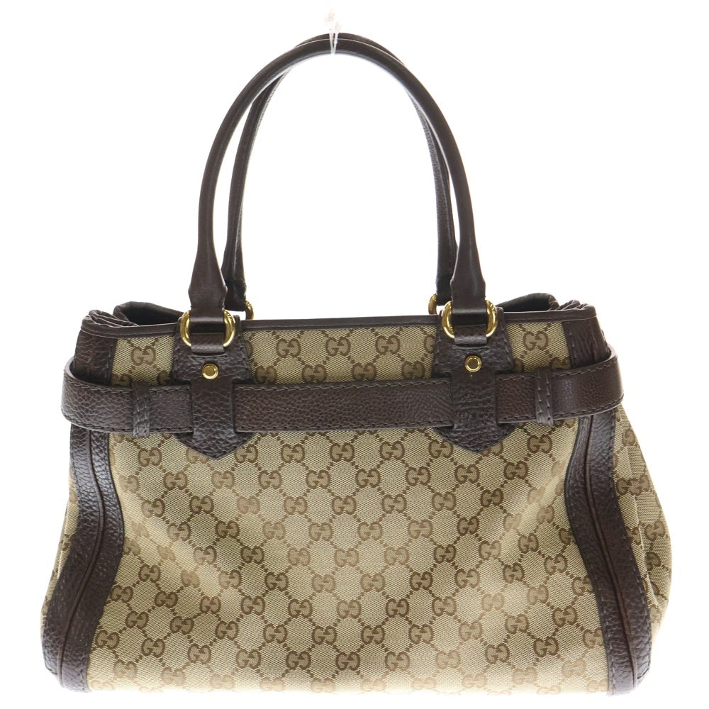 GUCCI(グッチ) GGランニング トートバッグ ハンドバッグ ブラウン×ベージュ キャンバス×レザー 247183 ゴールド金具