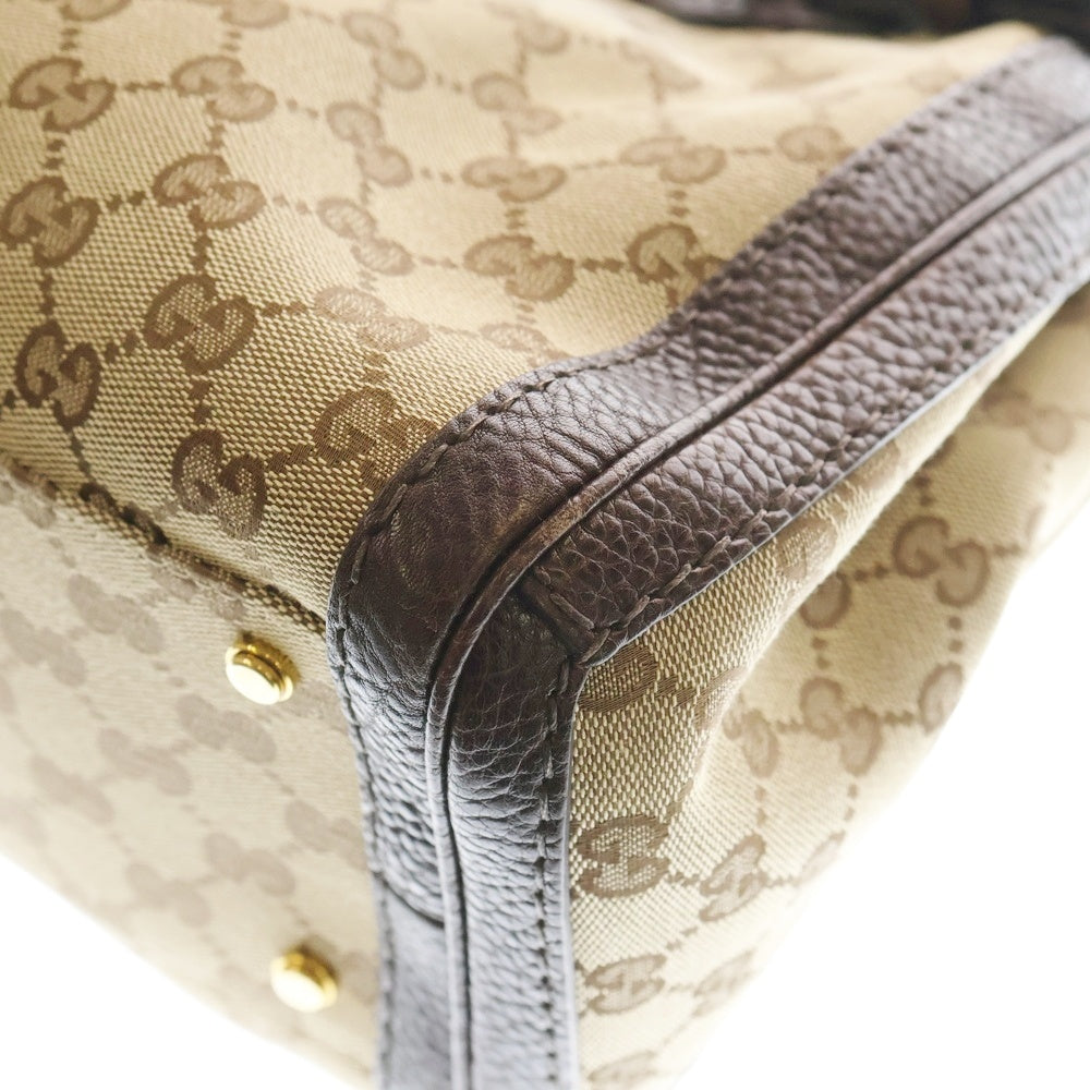 GUCCI(グッチ) GGランニング トートバッグ ハンドバッグ ブラウン×ベージュ キャンバス×レザー 247183 ゴールド金具