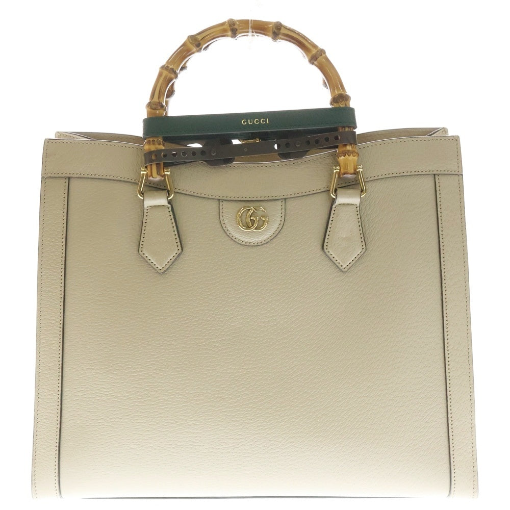 GUCCI(グッチ) バンブー ダイアナ 2wayハンドバッグ ショルダーバッグ トートバッグ ベージュ グレージュ レザー 678842 ゴールド金具 レディース