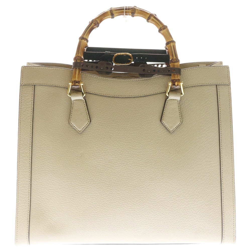 GUCCI(グッチ) バンブー ダイアナ 2wayハンドバッグ ショルダーバッグ トートバッグ ベージュ グレージュ レザー 678842 ゴールド金具 レディース