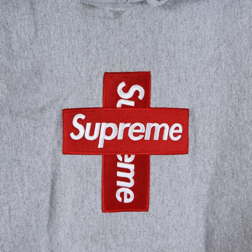 SUPREME(シュプリーム) 20AW Cross Box Logo Hooded Sweatshirt クロス ボックスロゴ刺繍 プルオーバースウェットパーカー フーディー グレー