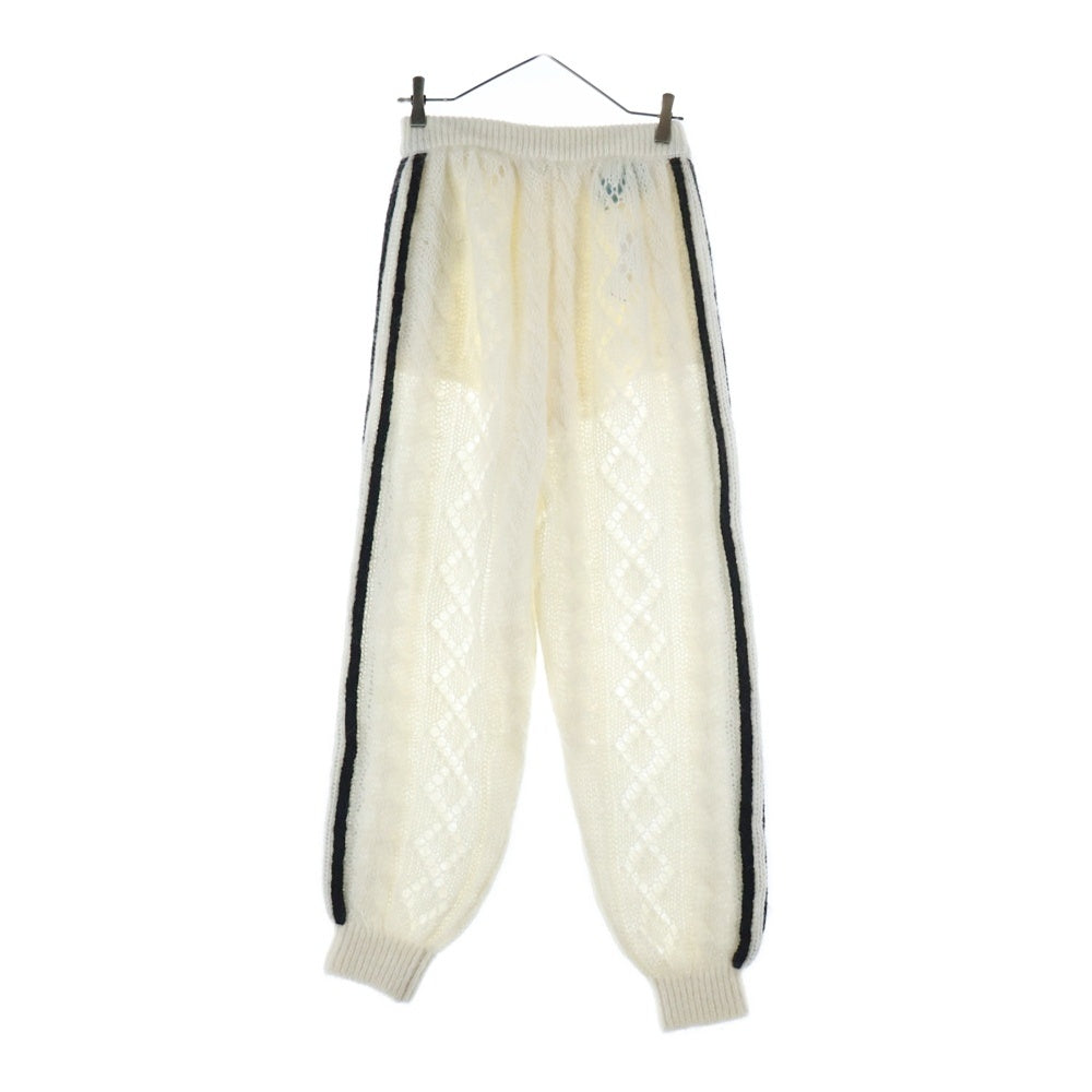 GUCCI(グッチ) ×adidas トレフォイルロゴ サイドライン モヘアニット トラックパンツ アイボリー レディース 721504