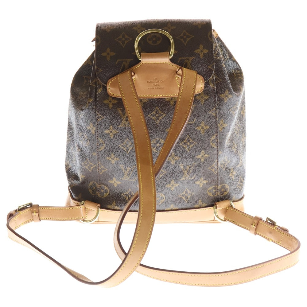 LOUIS VUITTON(ルイヴィトン) モノグラム モンスリMM リュックサック バックパック ショルダーバッグ ブラウン レザー×PVC M51136 ゴールド金具