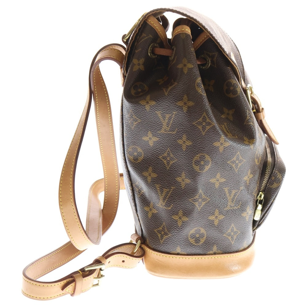 LOUIS VUITTON(ルイヴィトン) モノグラム モンスリMM リュックサック バックパック ショルダーバッグ ブラウン レザー×PVC M51136 ゴールド金具