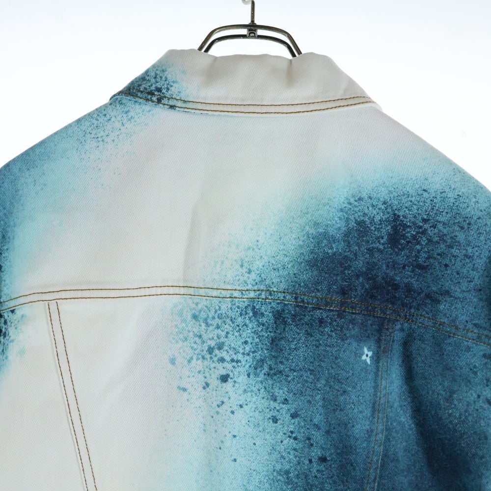 LOUIS VUITTON(ルイヴィトン) 23SS LVスプレー レザーパッチ モノグラム デニム トラッカージャケット ホワイト/ブルー RM231M U14 HOA10W