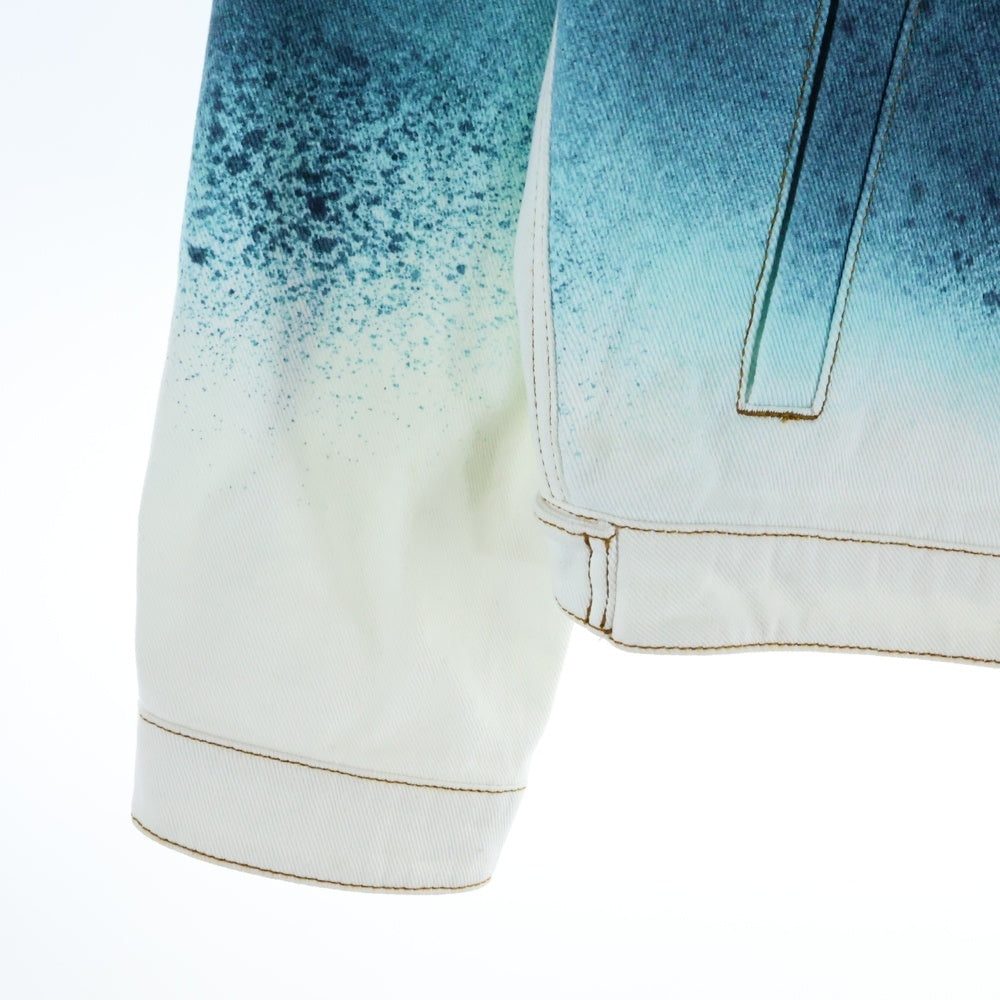 LOUIS VUITTON(ルイヴィトン) 23SS LVスプレー レザーパッチ モノグラム デニム トラッカージャケット ホワイト/ブルー RM231M U14 HOA10W