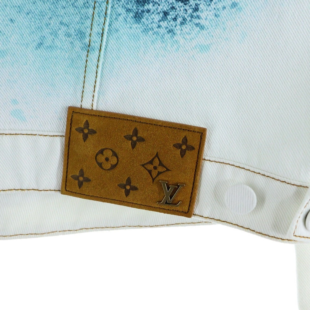 LOUIS VUITTON(ルイヴィトン) 23SS LVスプレー レザーパッチ モノグラム デニム トラッカージャケット ホワイト/ブルー RM231M U14 HOA10W