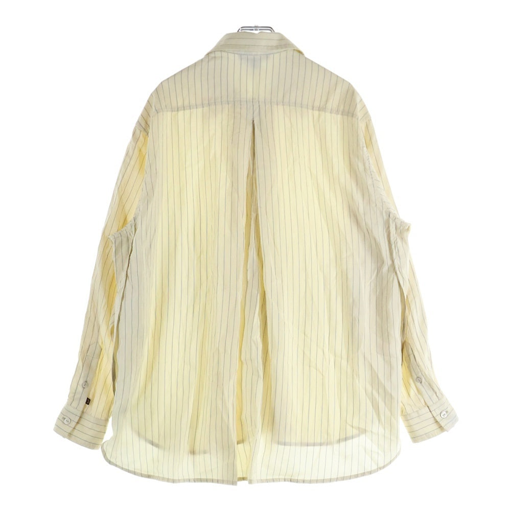 LOUIS VUITTON(ルイヴィトン) 23AW ストライプ総柄 モノグラム ジップアップ サイドスリット 長袖シャツ ブラウス イエロー レディース RW232W Z83 FPBL25