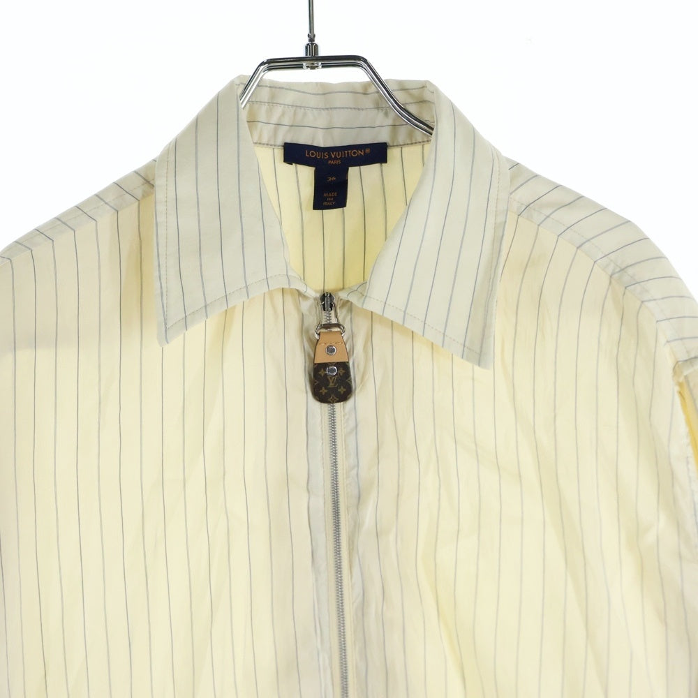 LOUIS VUITTON(ルイヴィトン) 23AW ストライプ総柄 モノグラム ジップアップ サイドスリット 長袖シャツ ブラウス イエロー レディース RW232W Z83 FPBL25
