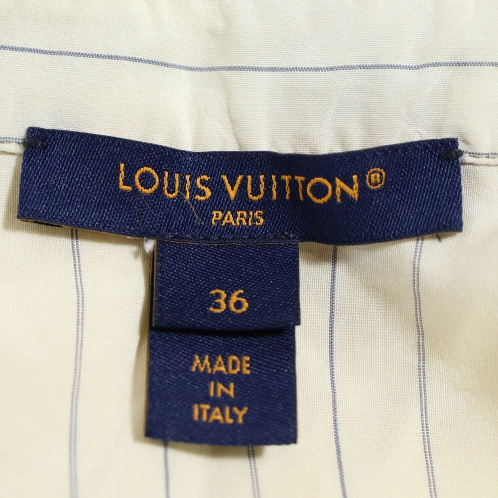 LOUIS VUITTON(ルイヴィトン) 23AW ストライプ総柄 モノグラム ジップアップ サイドスリット 長袖シャツ ブラウス イエロー レディース RW232W Z83 FPBL25