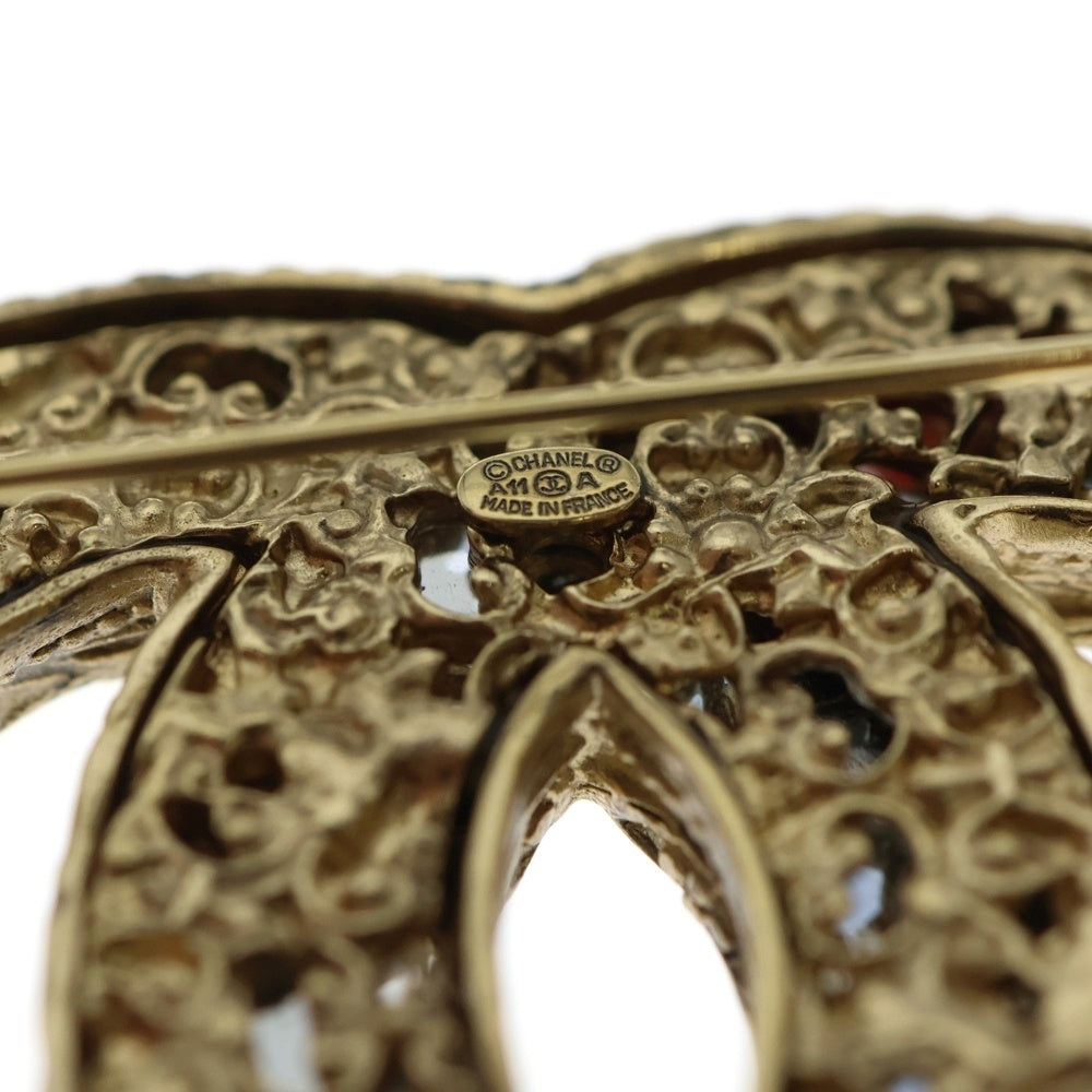 CHANEL(シャネル) ココマーク ストーン ブローチ ピンバッジ ゴールド