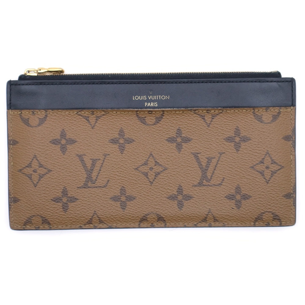 LOUIS VUITTON(ルイヴィトン) モノグラムリバース スリムパース カードケース 財布 ウォレット 小物入れ ブラウン×ブラック レザー×PVC M80390 ゴールド金具 レディース