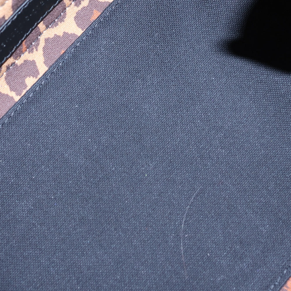 BALENCIAGA(バレンシアガ) ネイビーカバスS ハンドバッグ レオパード トートバッグ ブラック×ブラウン キャンバス×レザー 339933 レディース