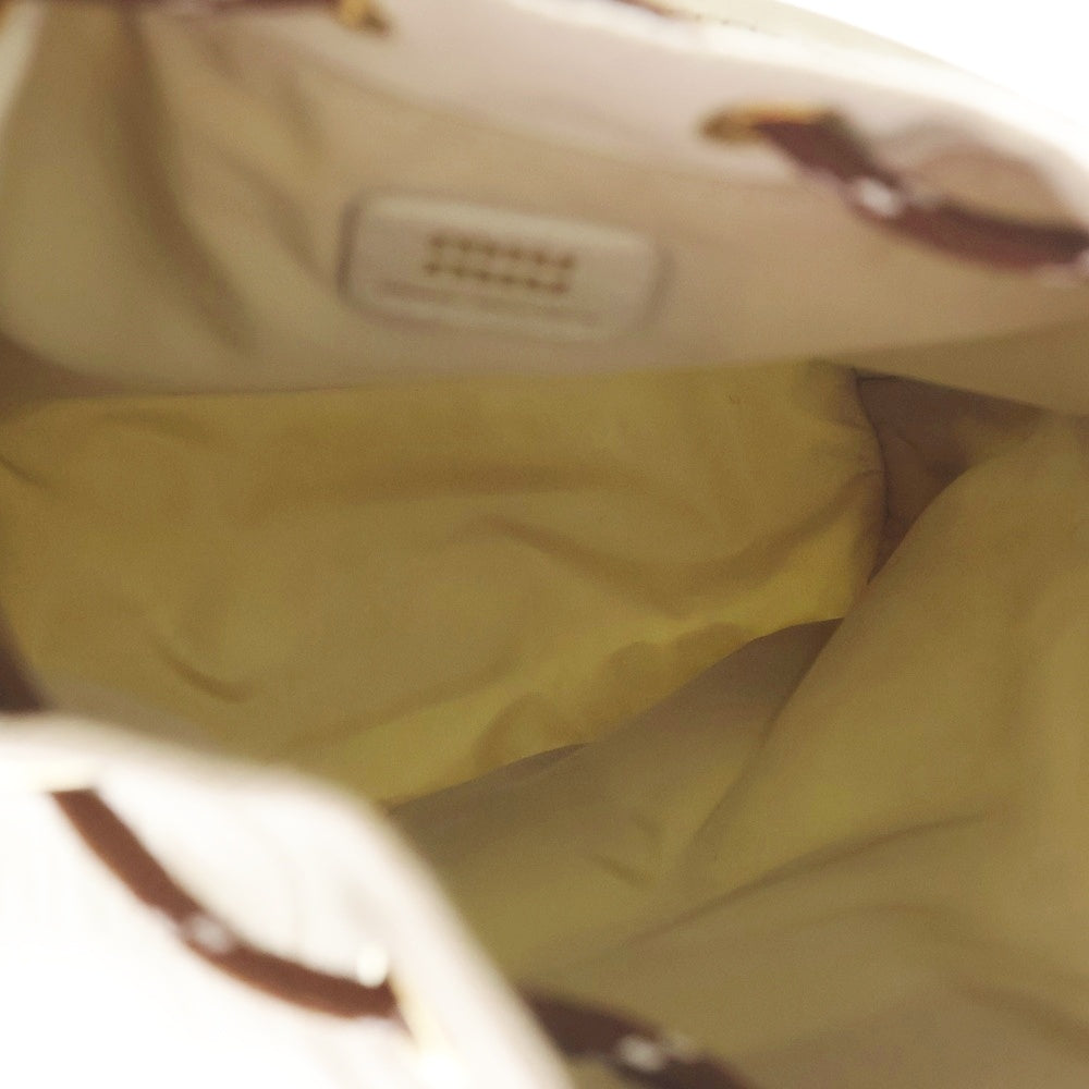 miumiu(ミュウミュウ) 巾着ミニバッグ ミニハンドバッグ ポーチ ケース ライトグリーン キャンバス×レザー ゴールド金具