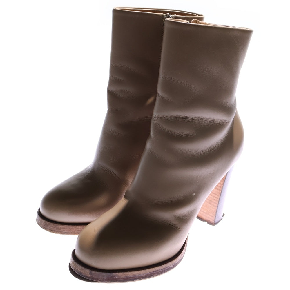 CELINE(セリーヌ) レザー サイドジップ ヒール ハイカットシューズ ショートブーツ ベージュ レディース 336842