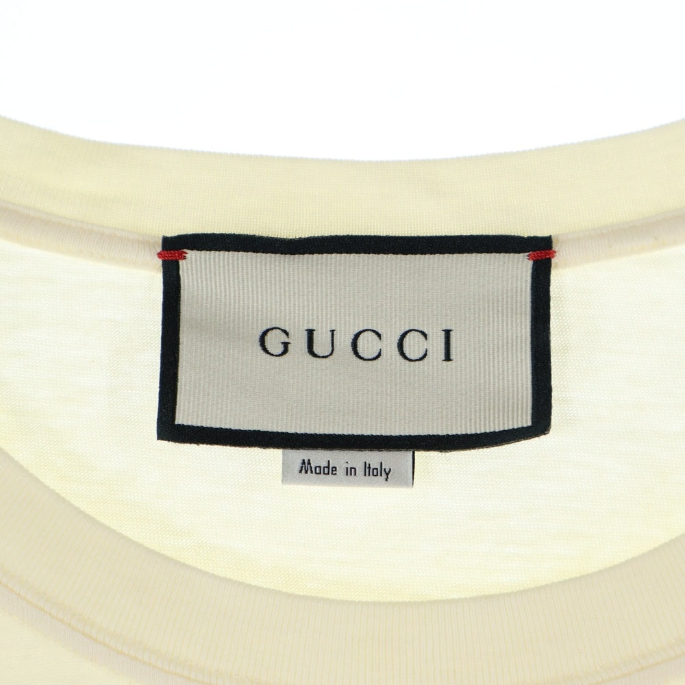 GUCCI(グッチ) 19SS リップ ロゴ プリント クルーネック 半袖Tシャツ カットソー イエロー 493117