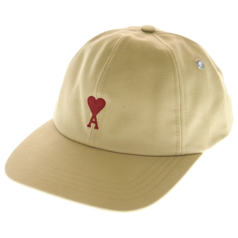 ami paris(アミパリス) Ami De Coeur アミ ドゥ クール ハートロゴ 刺繍 6パネル ベースボールキャップ 帽子 ベージュ BFUCP006.AW0041