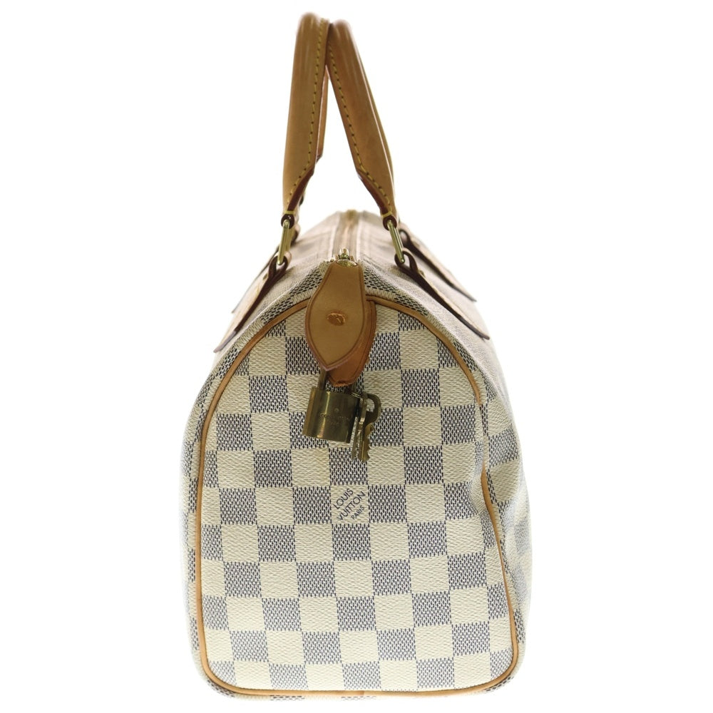 LOUIS VUITTON(ルイヴィトン) ダミエアズール スピーディ25 ハンドバッグ ボストンバッグ ホワイト アイボリー レザー×PVC N41534 ゴールド金具 レディース