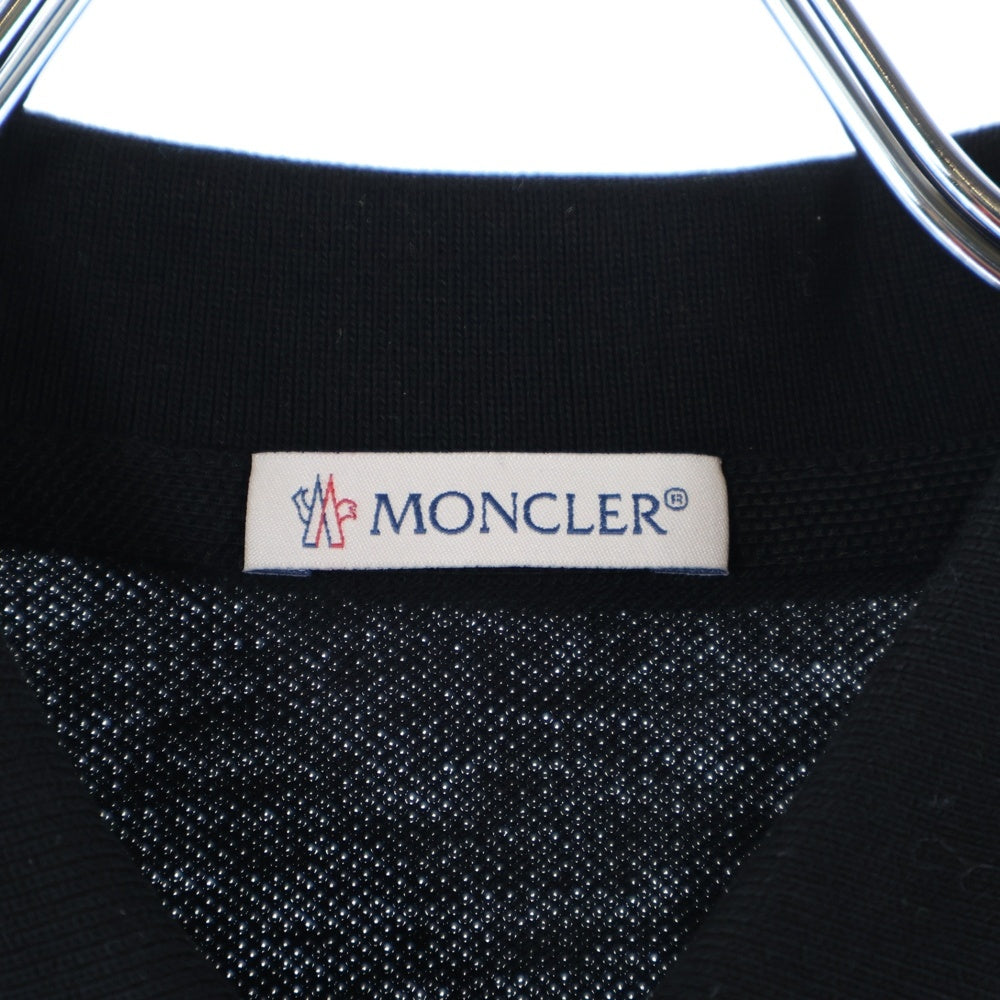MONCLER(モンクレール) 22AW ロゴ刺繍 鹿の子 コットン ニット 半袖ポロシャツ ブラック H20918A00015 84556 レディース