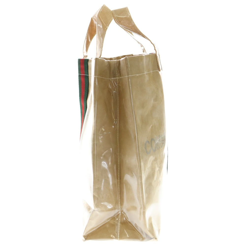 GUCCI(グッチ) 18AW ×COMME des GARCONS コムデギャルソン シェリーライン ロゴプリント PVC クラフト ハンド トートバッグ ブラウン OB-K 201