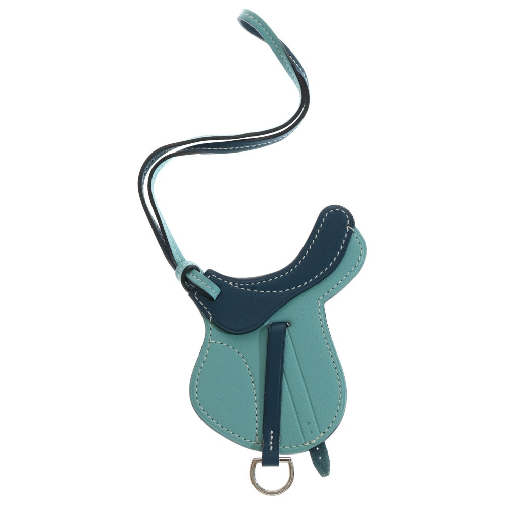 HERMES(エルメス) パドック セル エプソン バッグチャーム ライトブルー レザー レディース