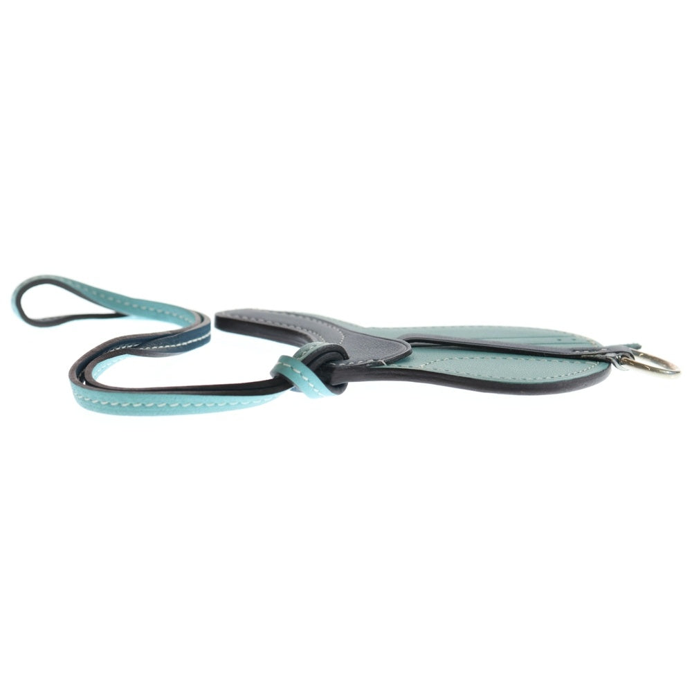 HERMES(エルメス) パドック セル エプソン バッグチャーム ライトブルー レザー レディース