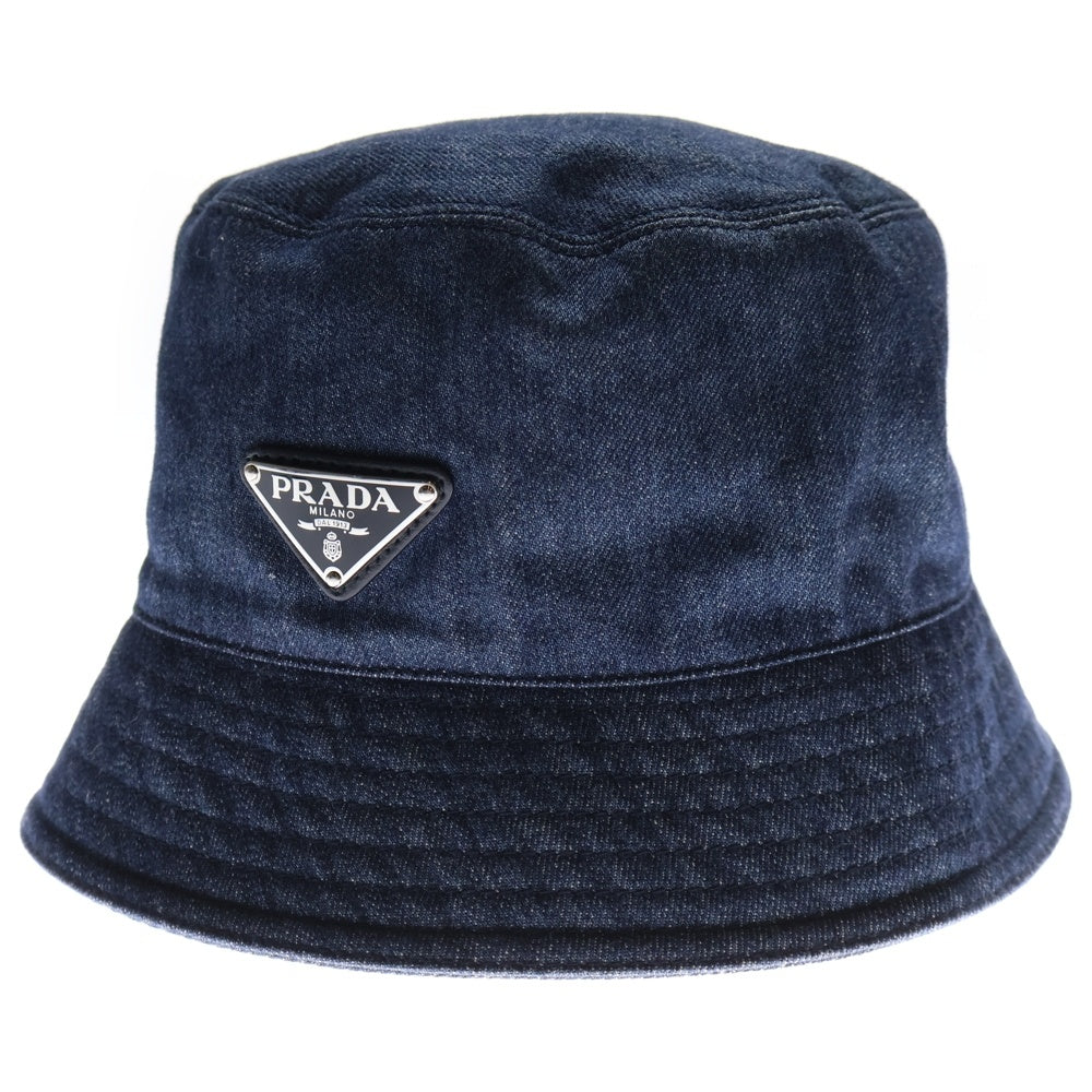 PRADA(プラダ) バケットハット 帽子 インディゴブルー デニム 1HC137