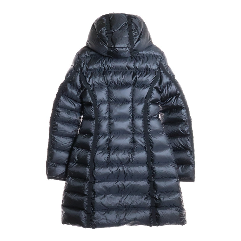 MONCLER(モンクレール) 16AW HERMINE エルミンヌ ワッペンロゴ フーデッド ジップアップ ダウン ロング ジャケット コート ブラック レディース B20934930005 53048
