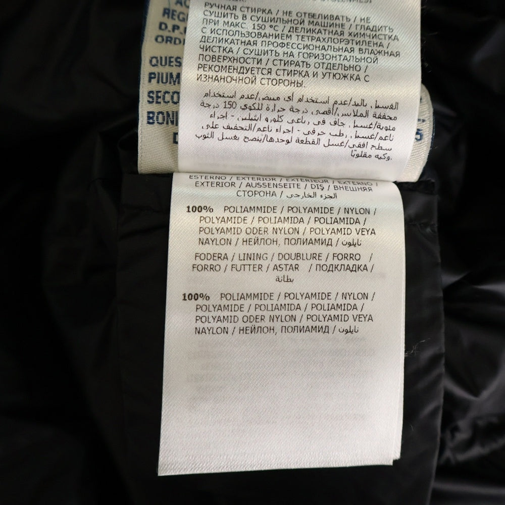 MONCLER(モンクレール) 16AW HERMINE エルミンヌ ワッペンロゴ フーデッド ジップアップ ダウン ロング ジャケット コート ブラック レディース B20934930005 53048