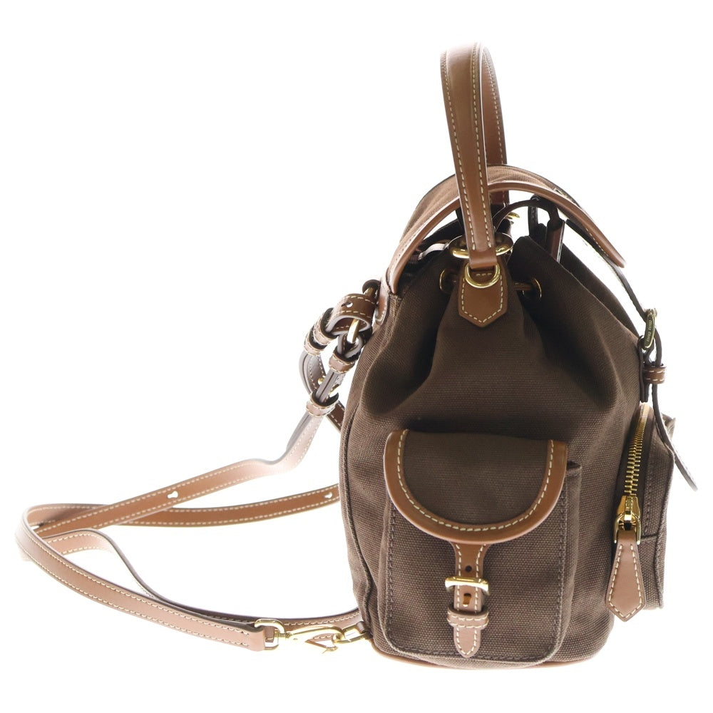 miumiu(ミュウミュウ) レザーハンドル切替キャンバスロゴバックパック リュック ブラウン 5BZ043_2IBQ_F04KB_V_OOO レディース