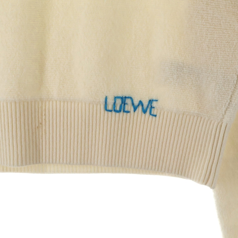 LOEWE(ロエベ) 裾ロゴ刺繍 アクリル ウール クルーネック プルオーバー 長袖ニット セーター アイボリー レディース S359Y14KJ6
