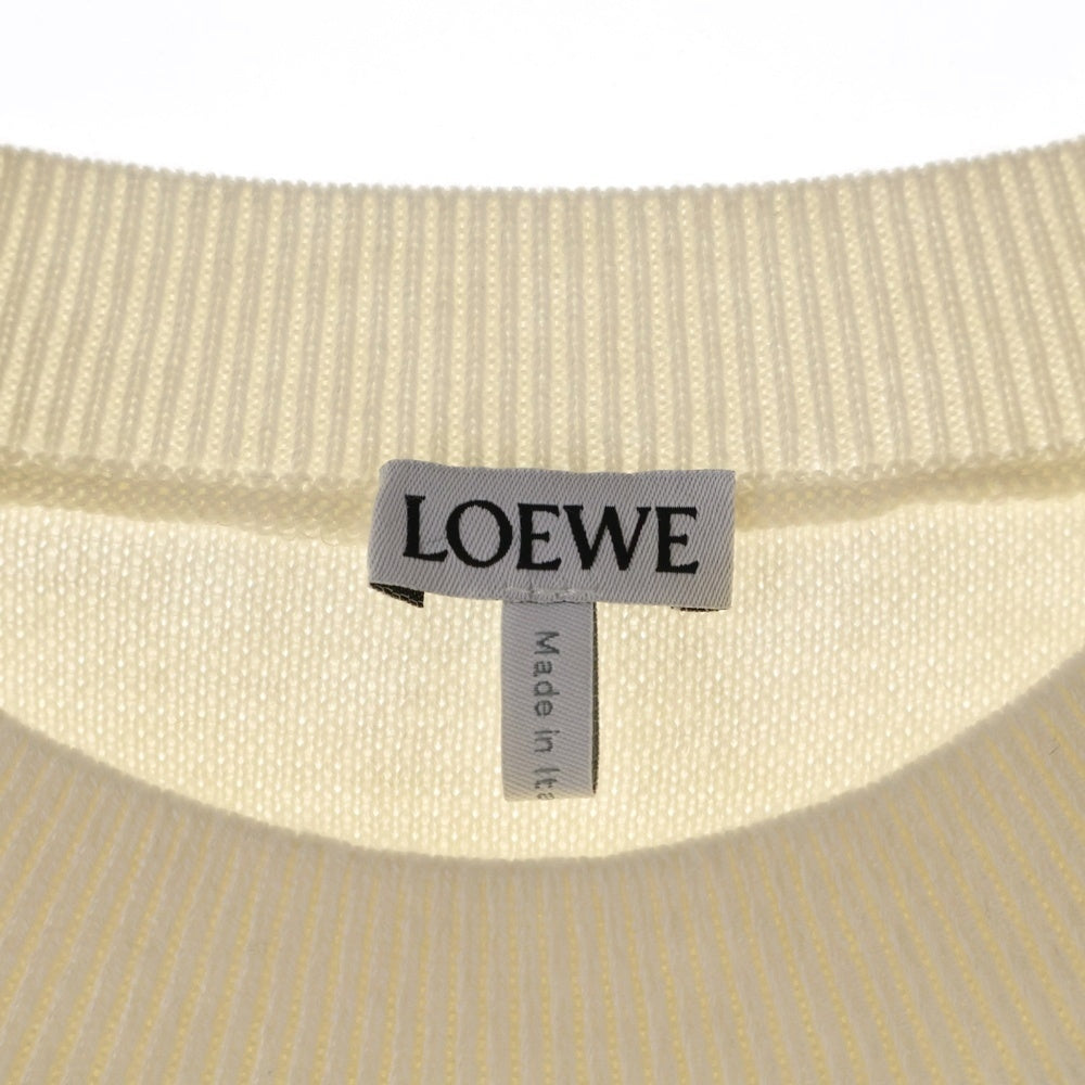LOEWE(ロエベ) 裾ロゴ刺繍 アクリル ウール クルーネック プルオーバー 長袖ニット セーター アイボリー レディース S359Y14KJ6