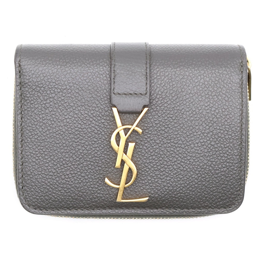 SAINT LAURENT PARIS(サンローランパリ) 二つ折り財布 コンパクトウォレット カーキ レザー 532867