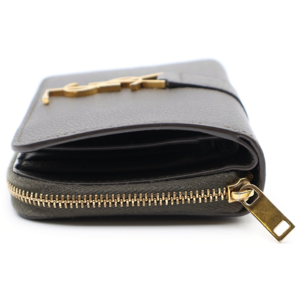 SAINT LAURENT PARIS(サンローランパリ) 二つ折り財布 コンパクトウォレット カーキ レザー 532867