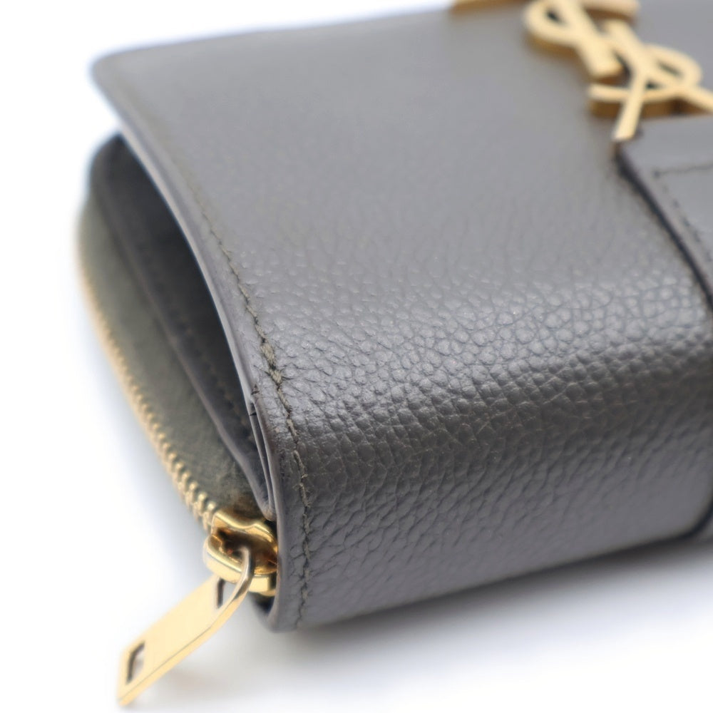 SAINT LAURENT PARIS(サンローランパリ) 二つ折り財布 コンパクトウォレット カーキ レザー 532867