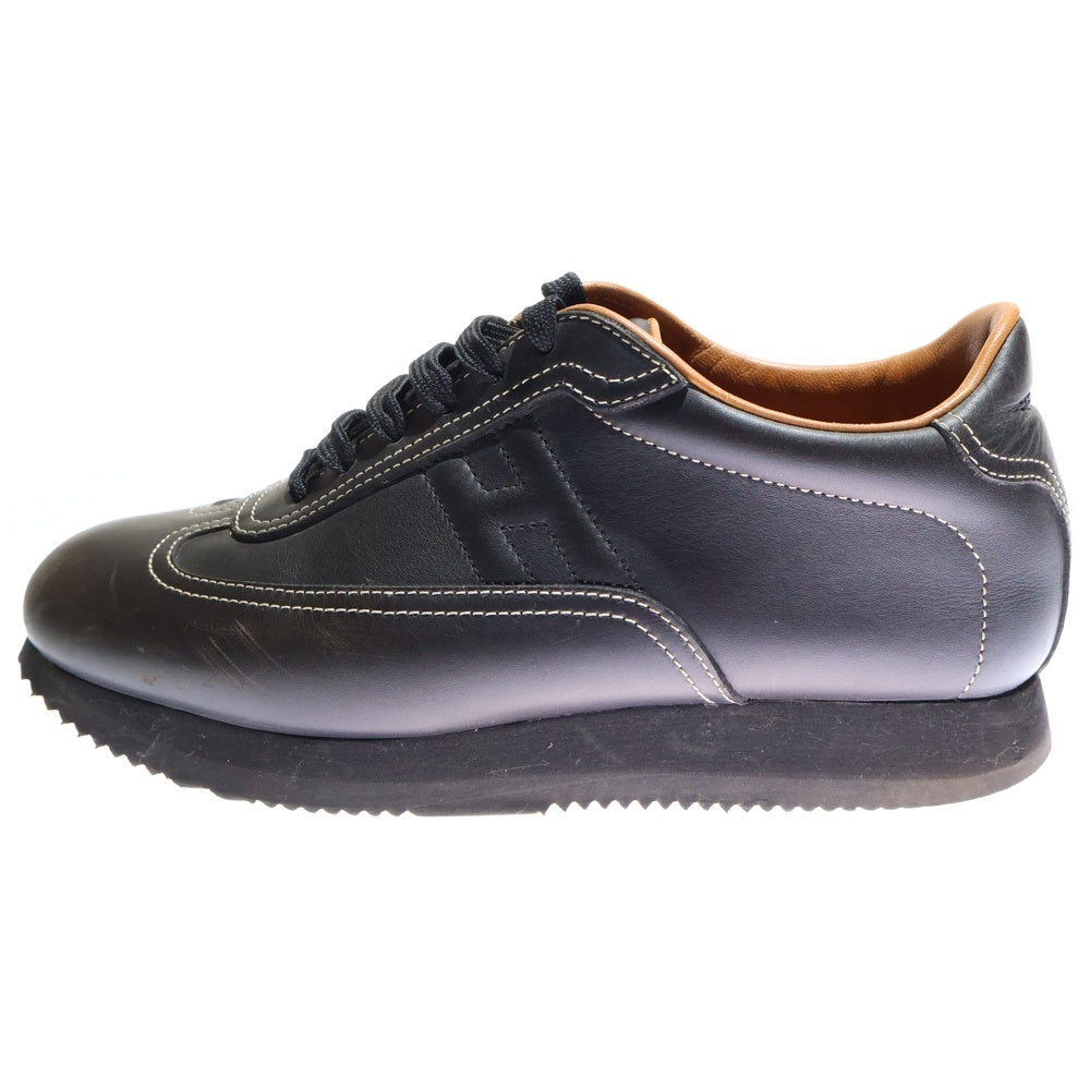 HERMES(エルメス) クイック Hロゴ レザー レースアップ ローカットシューズ スニーカー ブラック レディース