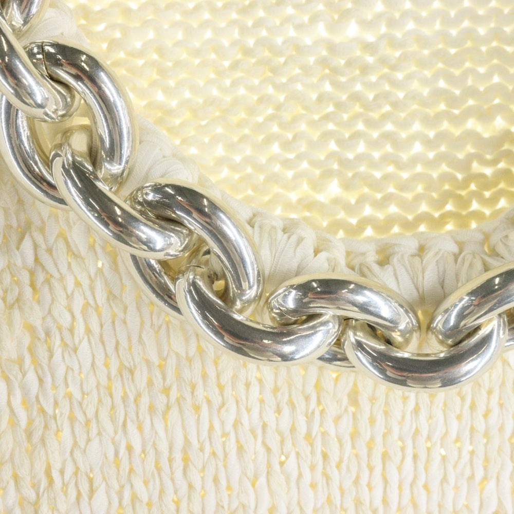 BOTTEGA VENETA(ボッテガヴェネタ) チェーン装飾 ラウンドネック コットン プルオーバー 長袖ニット ロング ワンピース ホワイト レディース 628712 VKWB0