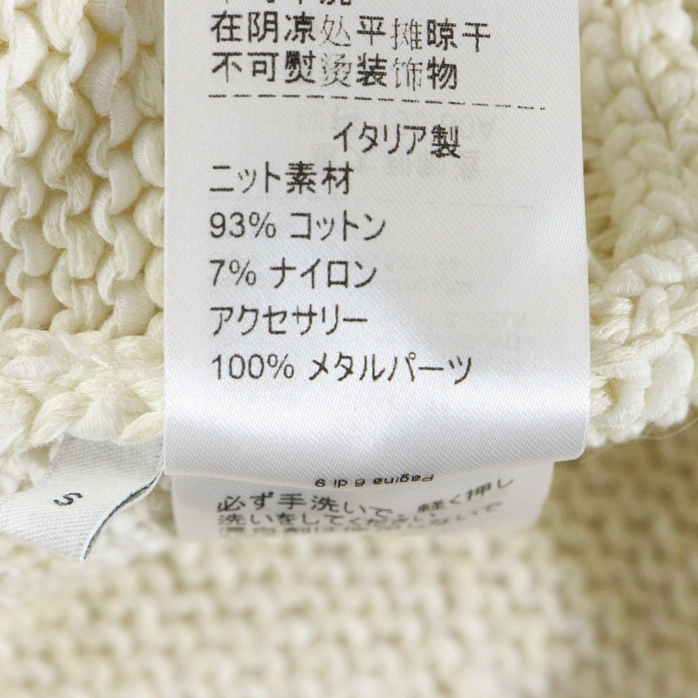 BOTTEGA VENETA(ボッテガヴェネタ) チェーン装飾 ラウンドネック コットン プルオーバー 長袖ニット ロング ワンピース ホワイト レディース 628712 VKWB0