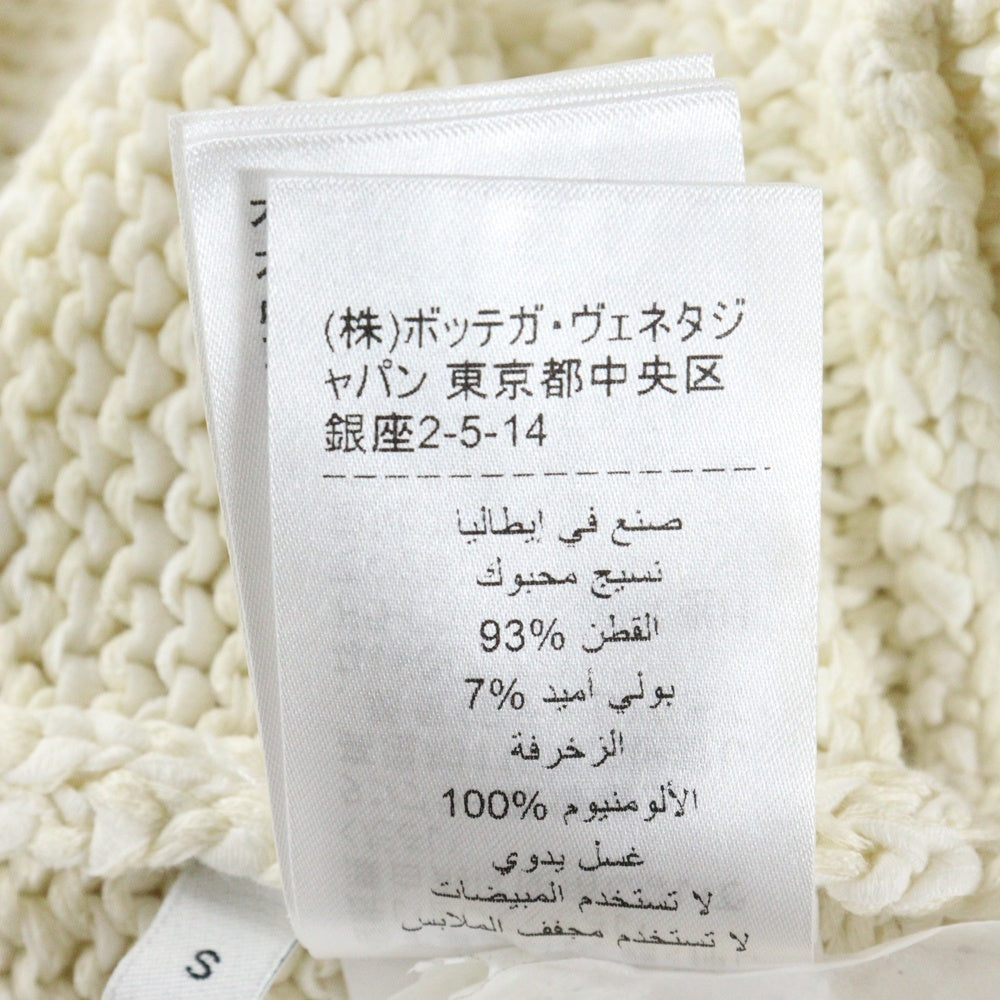 BOTTEGA VENETA(ボッテガヴェネタ) チェーン装飾 ラウンドネック コットン プルオーバー 長袖ニット ロング ワンピース ホワイト レディース 628712 VKWB0