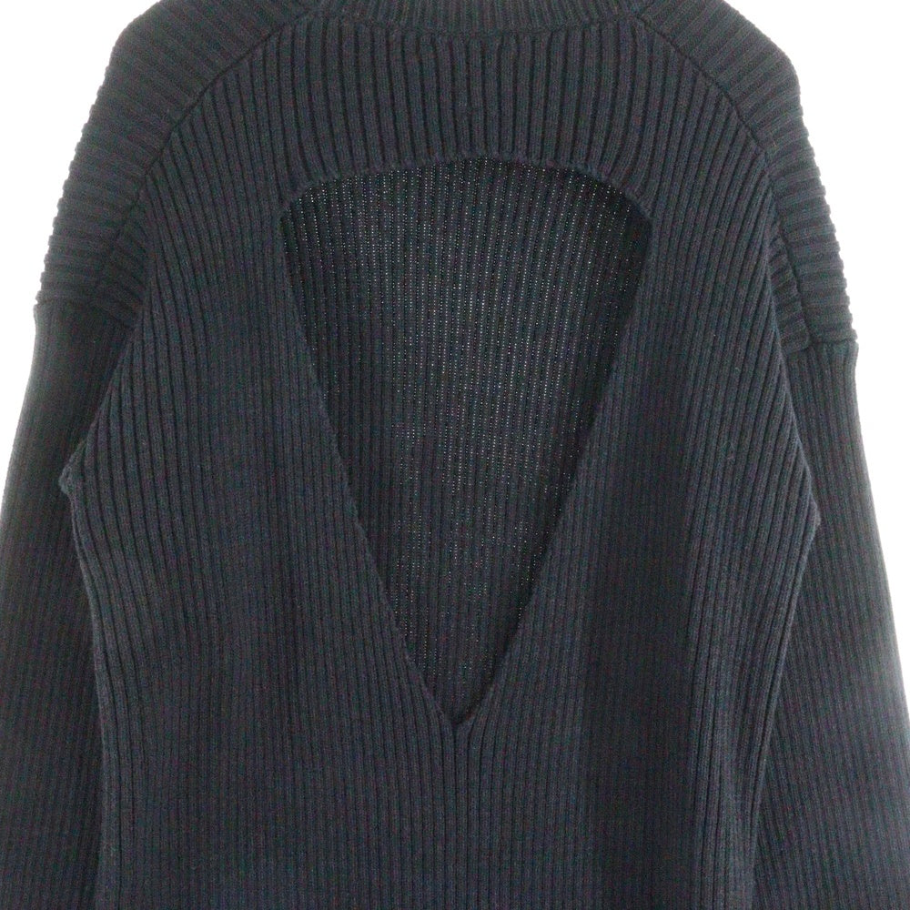 BOTTEGA VENETA(ボッテガヴェネタ) バックオープン クルーネック プルオーバー 長袖 ニット ミディアムワンピース ドレス ブラック レディース 628987 VKW90