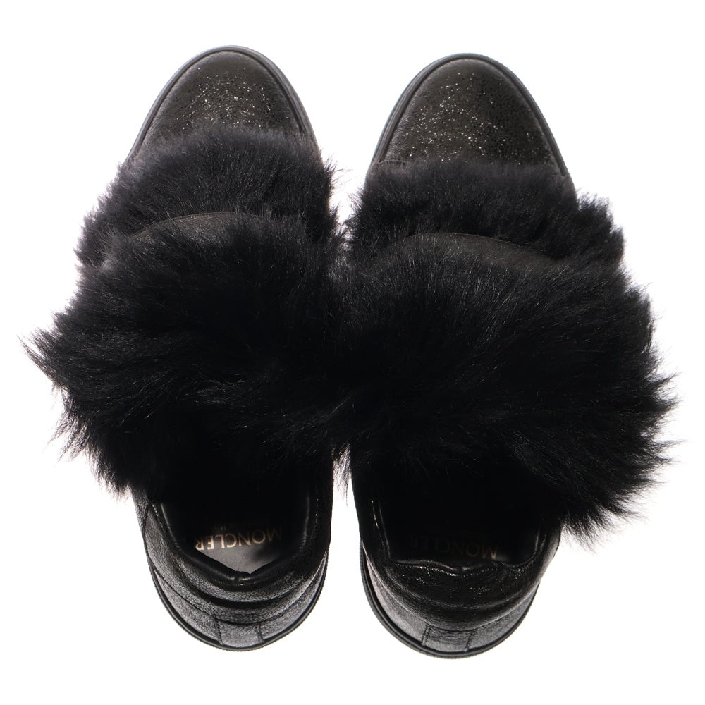 MONCLER(モンクレール) VICTOIRE ヴィクトワール ファー レザー ベルクロ ローカットシューズ スニーカー ブラック レディース