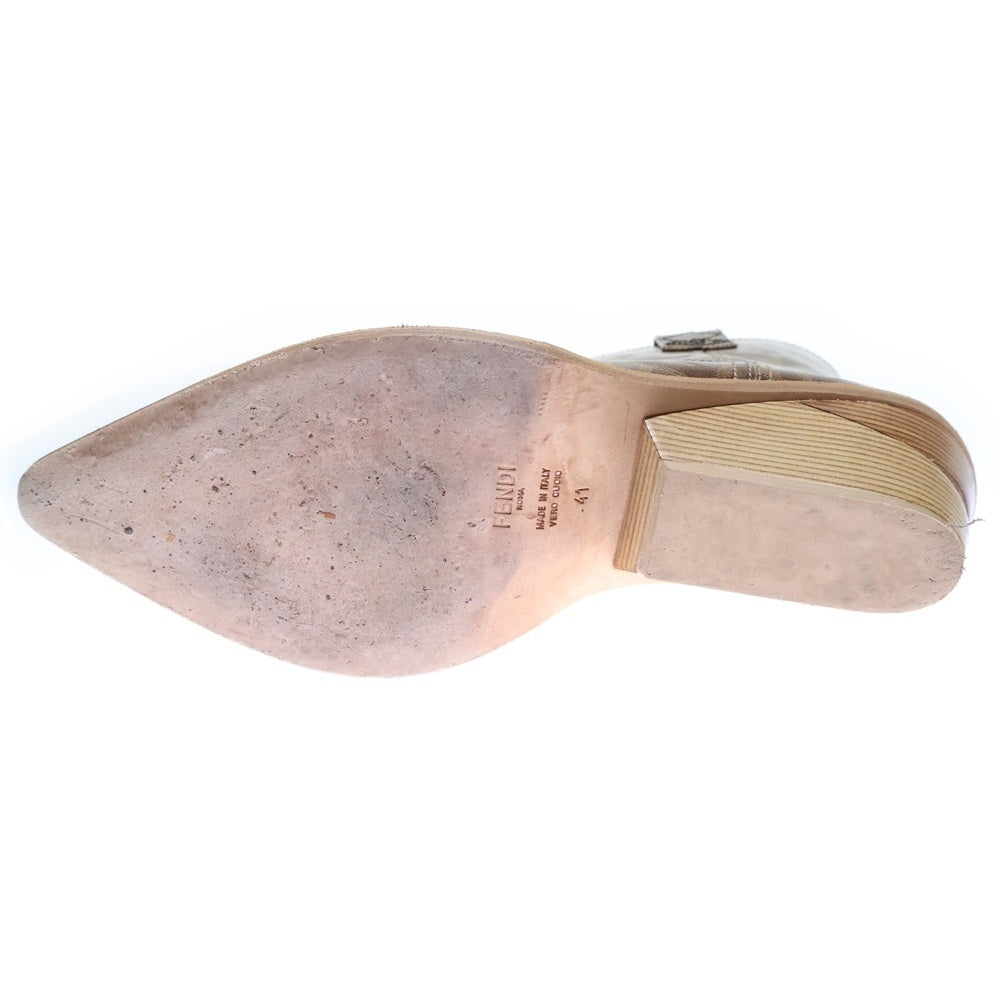 FENDI(フェンディ) ズッカ総柄 PVC レザー ヒール ハイカットシューズ ショート ウエスタンブーツ ブラウン レディース