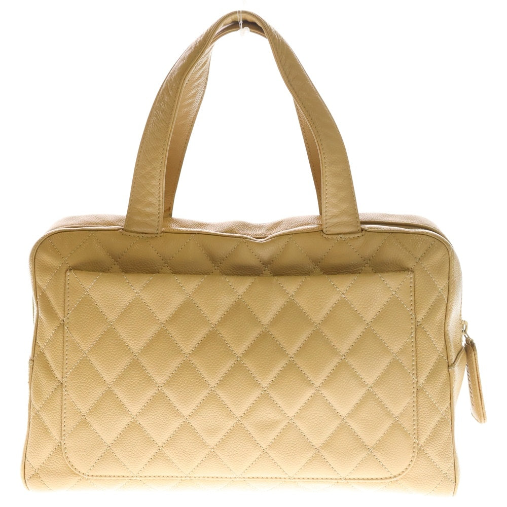 CHANEL(シャネル) ココマーク キャビアスキン ワイルドステッチレザーハンドバッグトートバッグ ベージュ GD金具 レディース