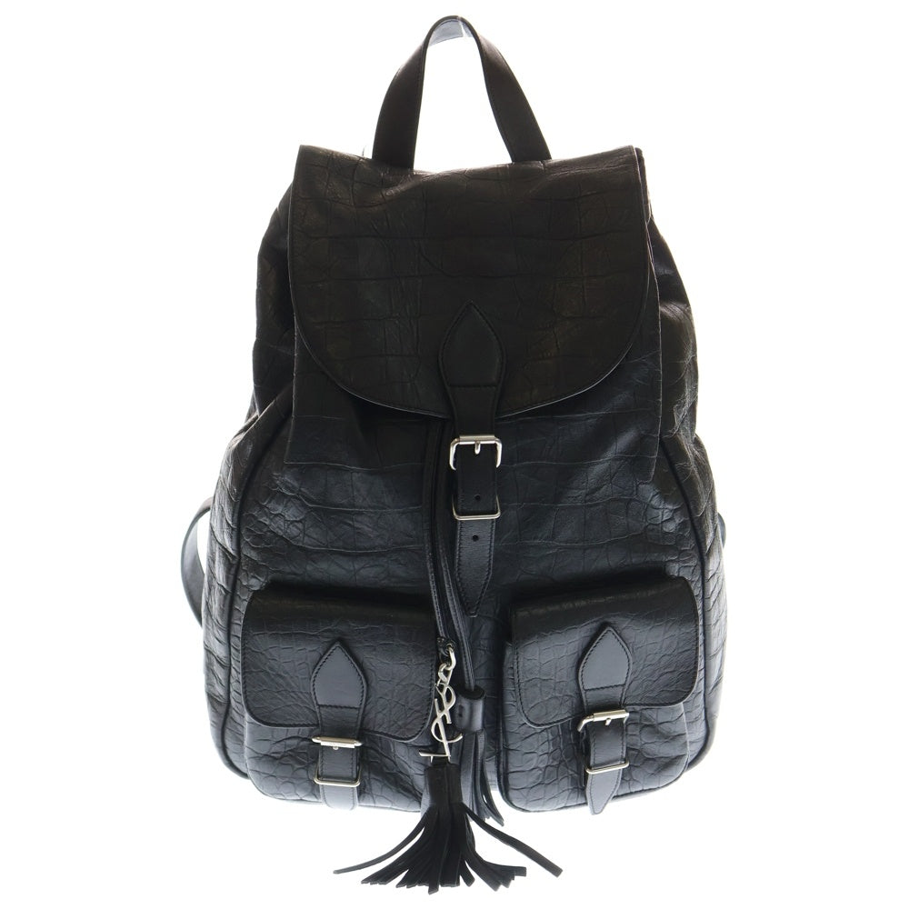 SAINT LAURENT PARIS(サンローランパリ) バックパック リュック クロコ型押し ブラック レザー 415195 レディース